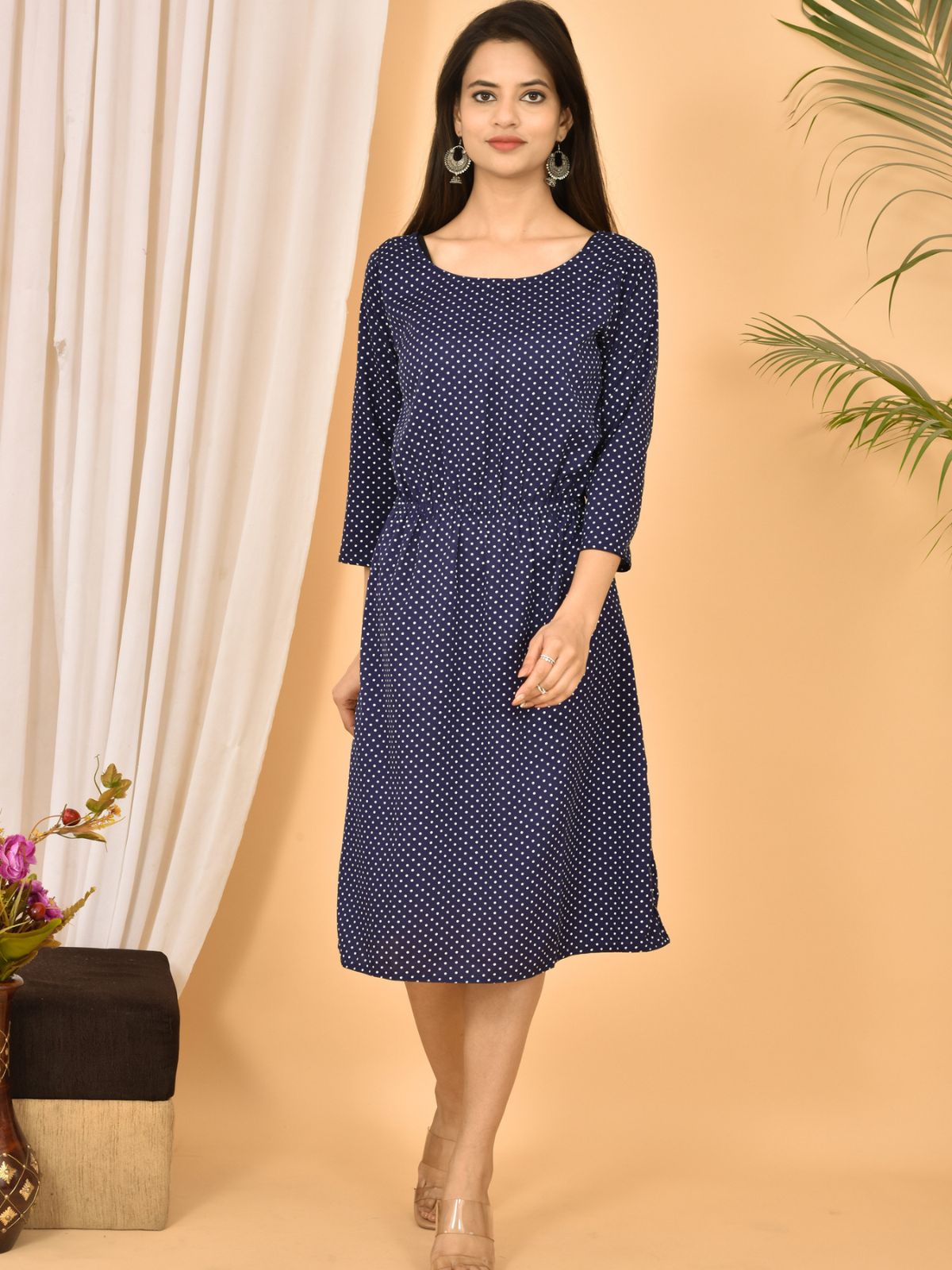 Blue Printed Short Dress