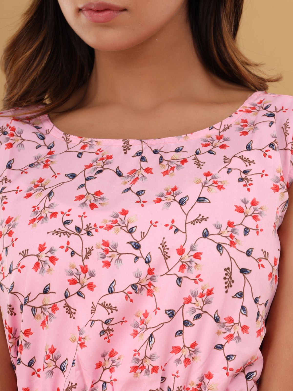 Cream Printed Maxi Dress