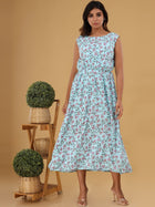 Ice Blue Printed Maxi Dress