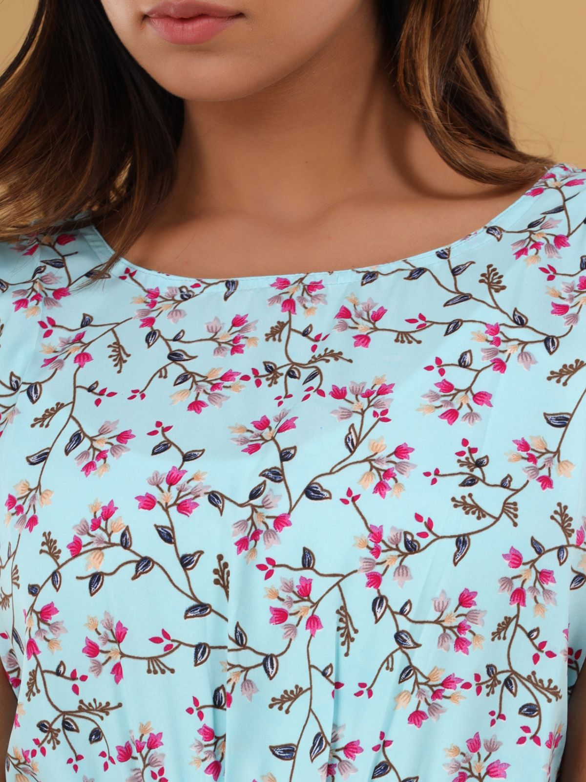 Ice Blue Printed Maxi Dress