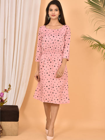 Light Pink Printed Short Dress