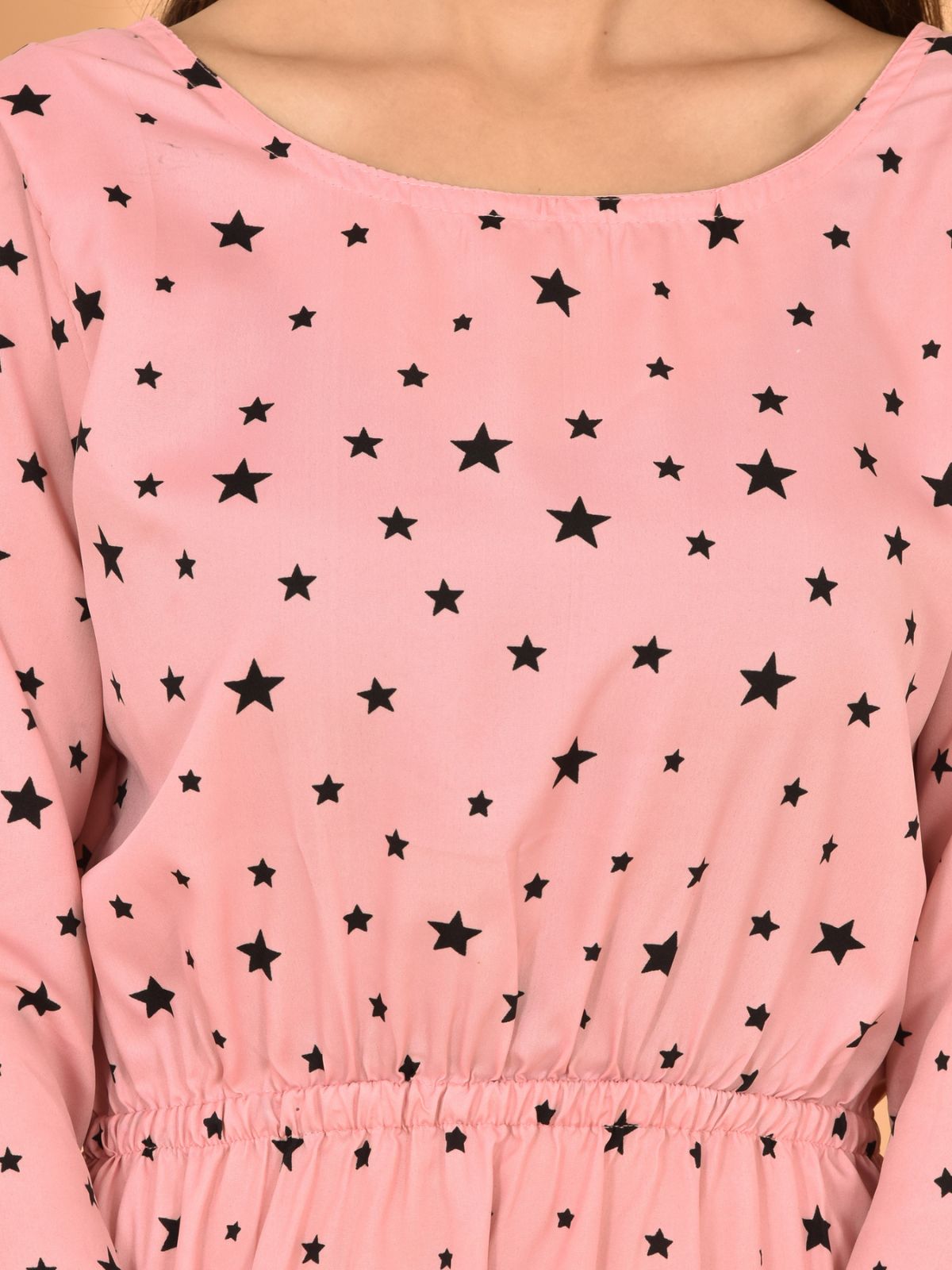 Light Pink Printed Short Dress