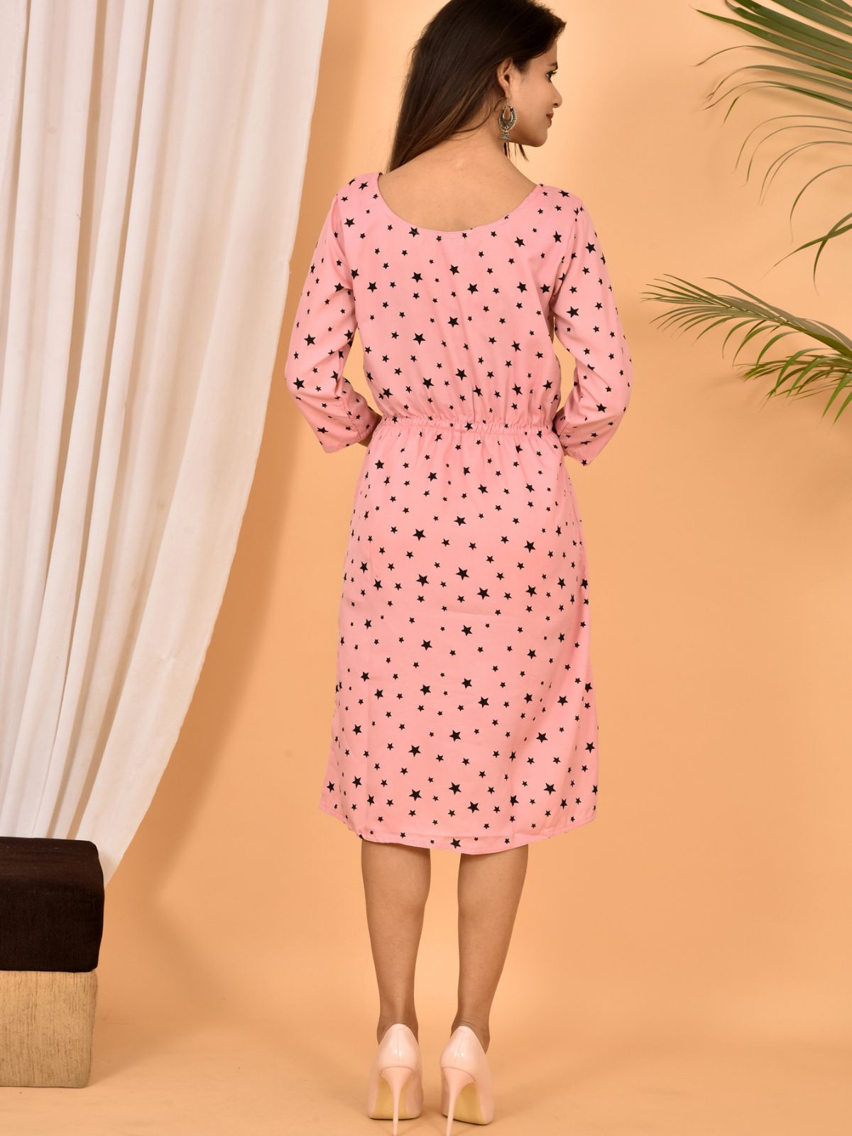 Light Pink Printed Short Dress