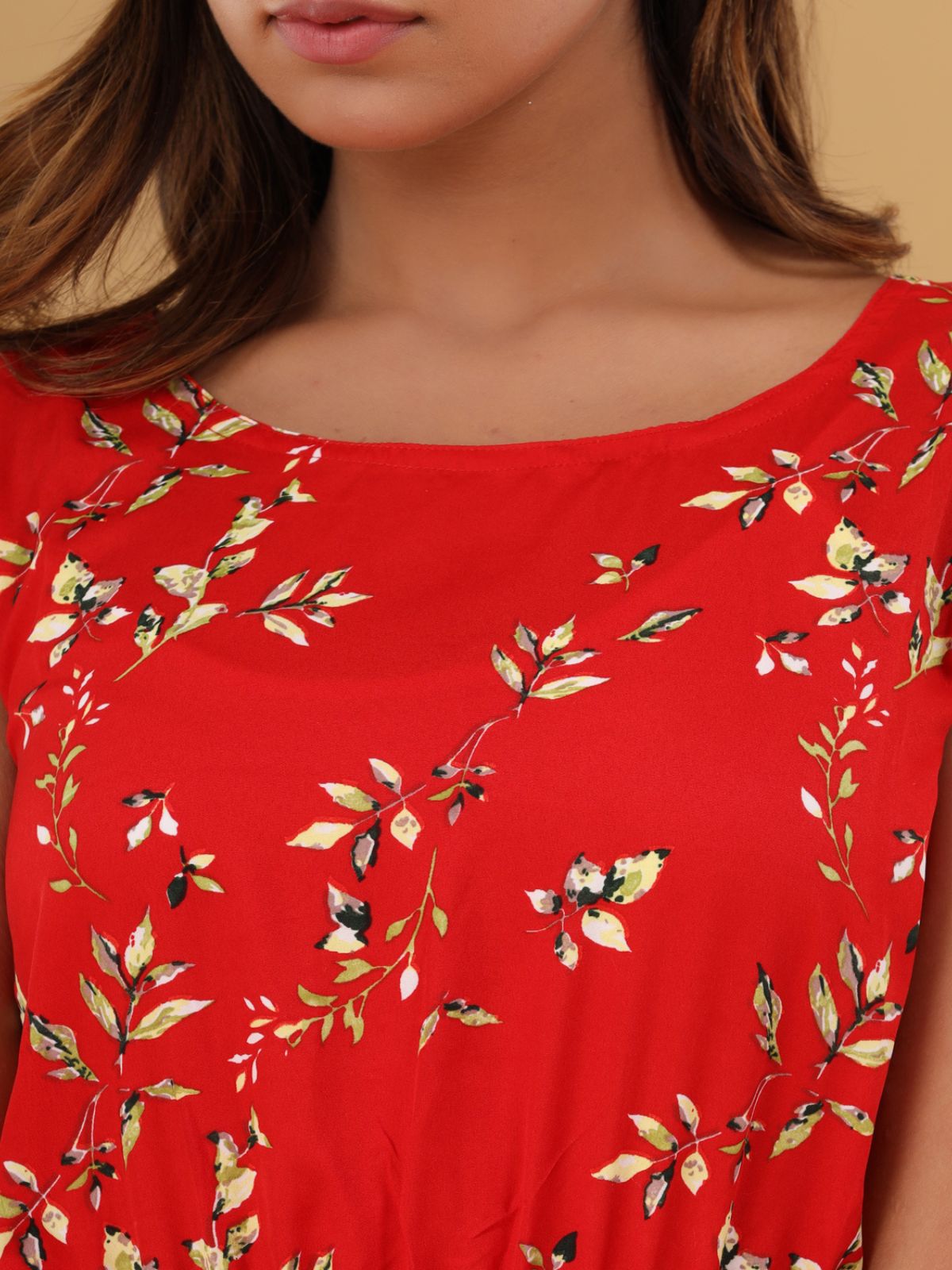 Maroon Printed Maxi Dress