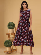 Wine Printed Maxi Dress