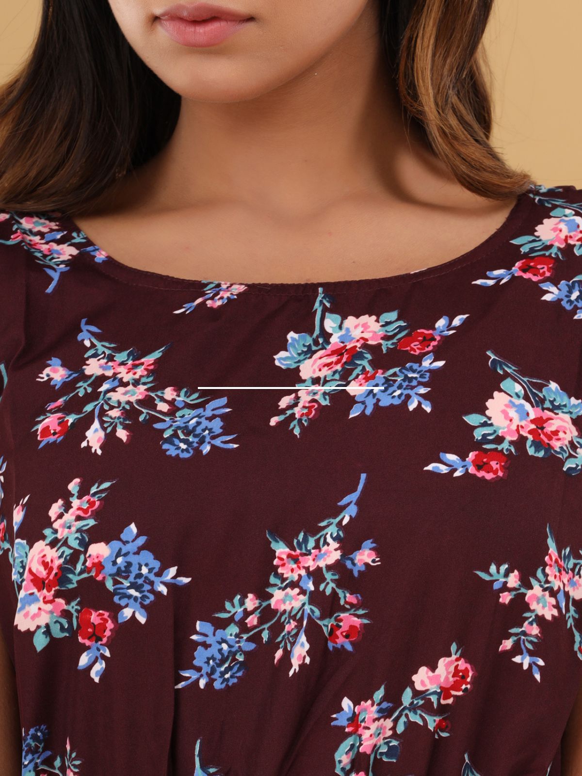 Wine Printed Maxi Dress