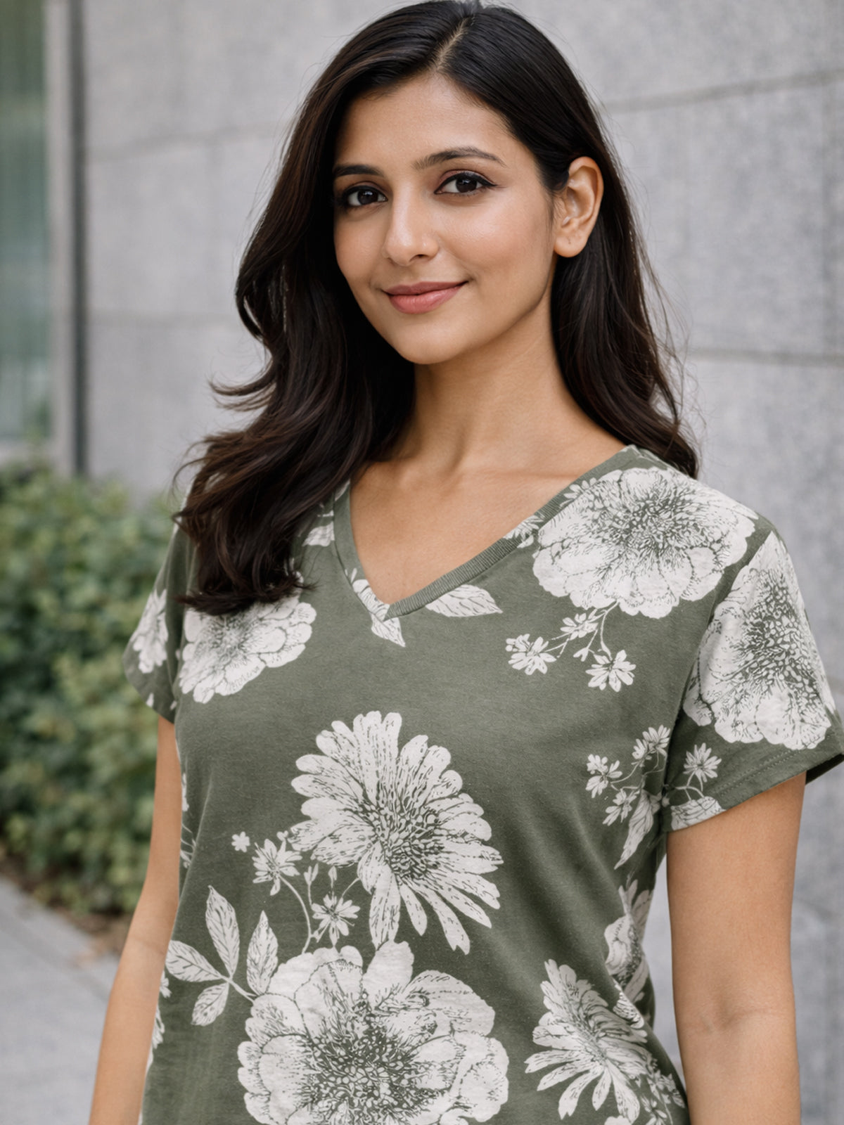 Cream Airy Linen Cotton Printed Top