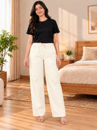 Cream Cotton Solid Payjama Pants