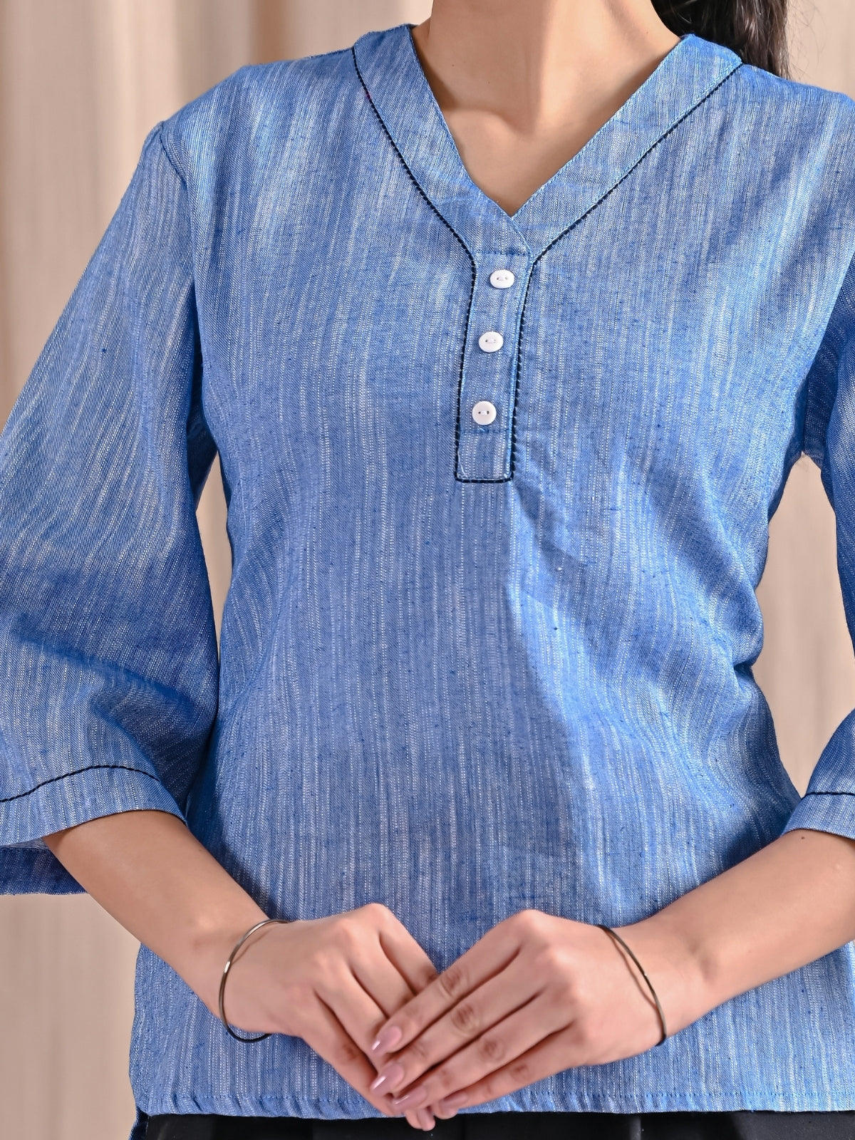 Denimblue Handloom Anchor Thread Top