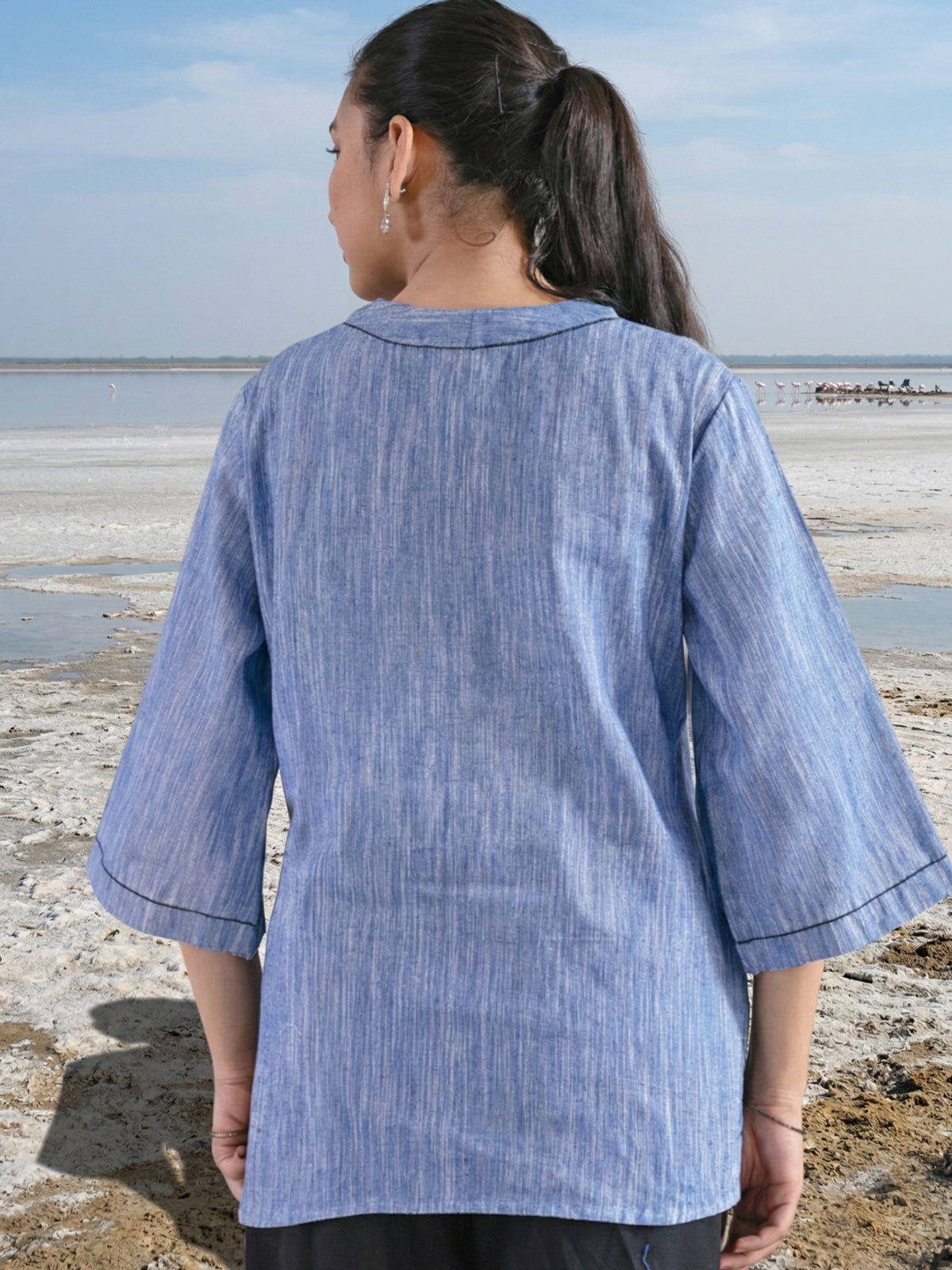 Denimblue Handloom Anchor Thread Top