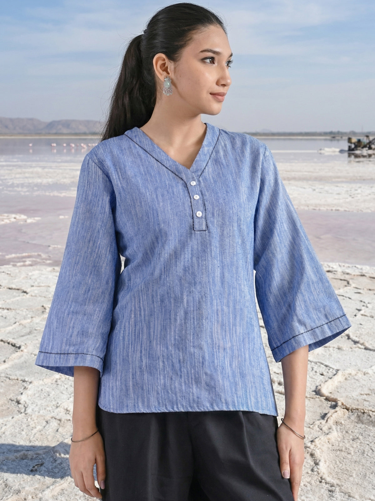 Denimblue Handloom Anchor Thread Top