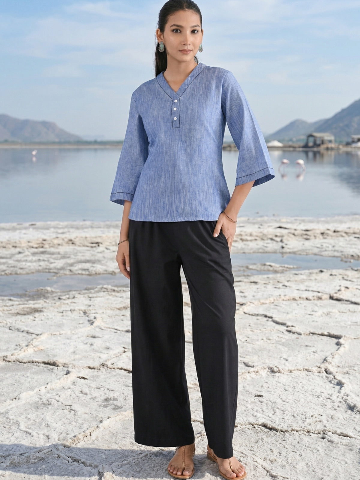 Denimblue Handloom Anchor Thread Top