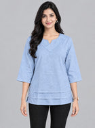 Denimblue Cotton Leared Tops