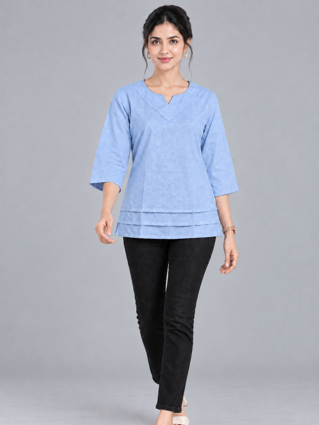 Denimblue Cotton Leared Tops