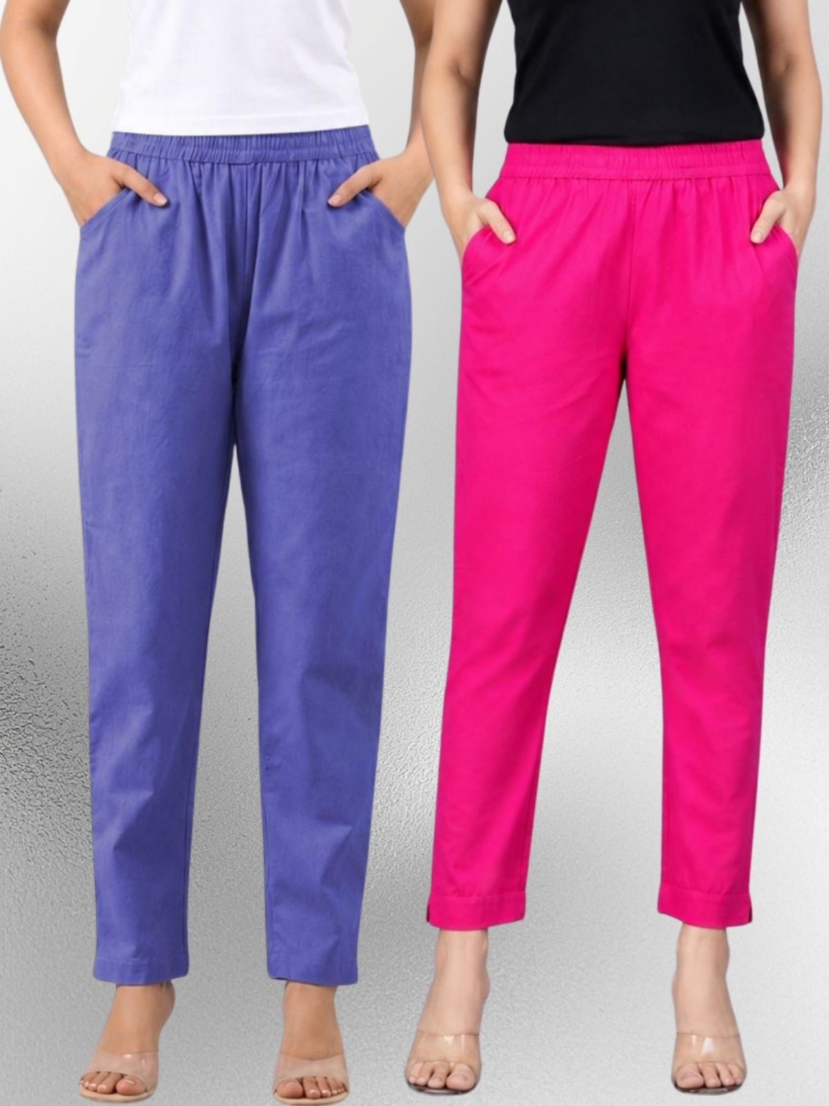 Denimblue & Rani Regular Fit Elastic Cotton Trouser Combo