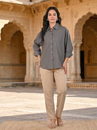 Grey Oversized Cotton Shirt