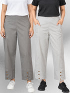 Grey & Melange Cotton Straight Cargo Pant Combo