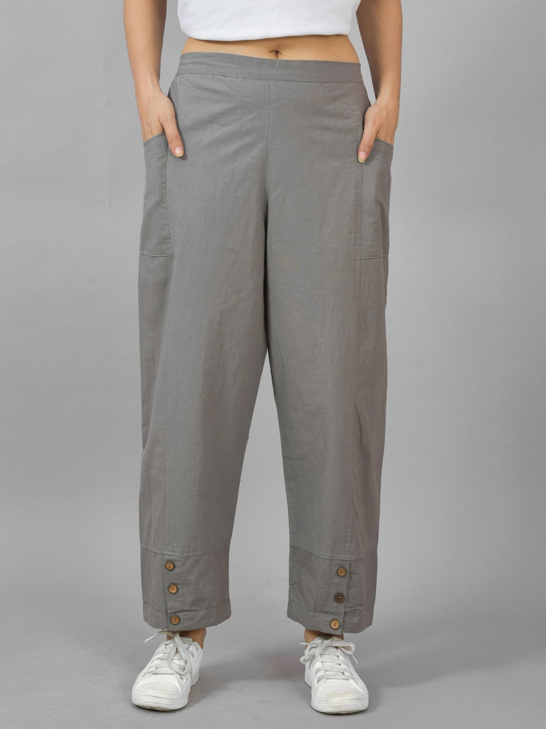 Grey & Wine Cotton Straight Cargo Pant Combo