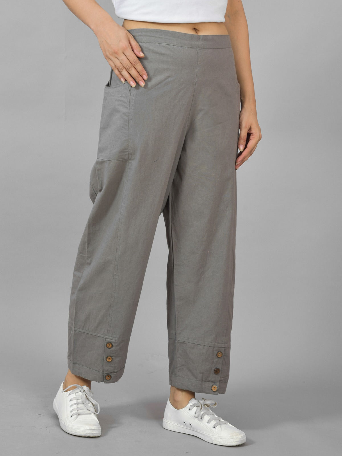 Grey & Wine Cotton Straight Cargo Pant Combo