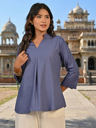 Grey Viscose Pleated Top