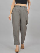 Grey Regular Fit Cotton Formal Trouser