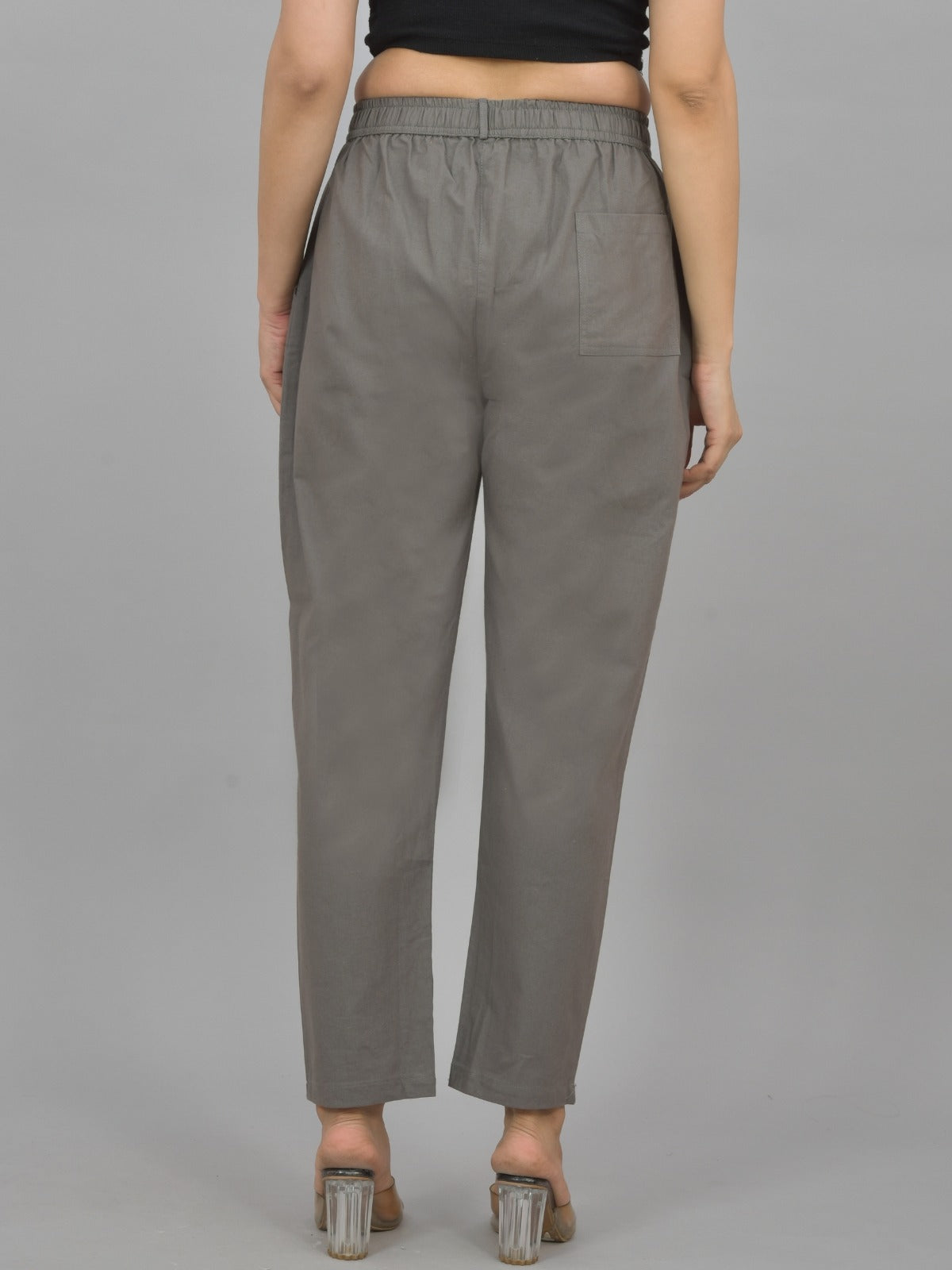 Grey Regular Fit Cotton Formal Trouser
