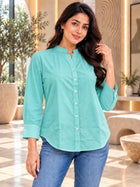 Light Green Cotton Blend Shirts