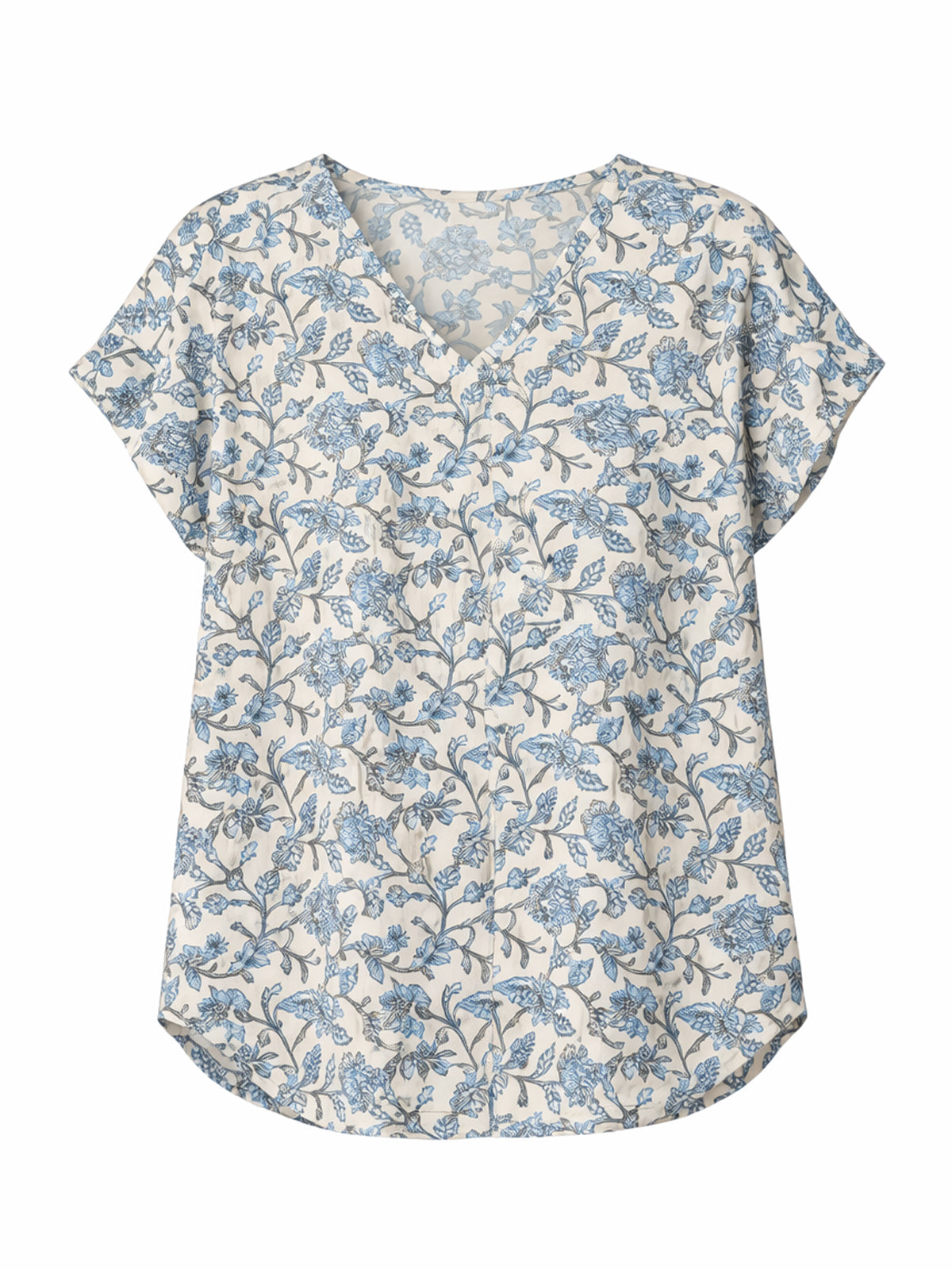 LightGrey Airy Linen Cotton Printed Top