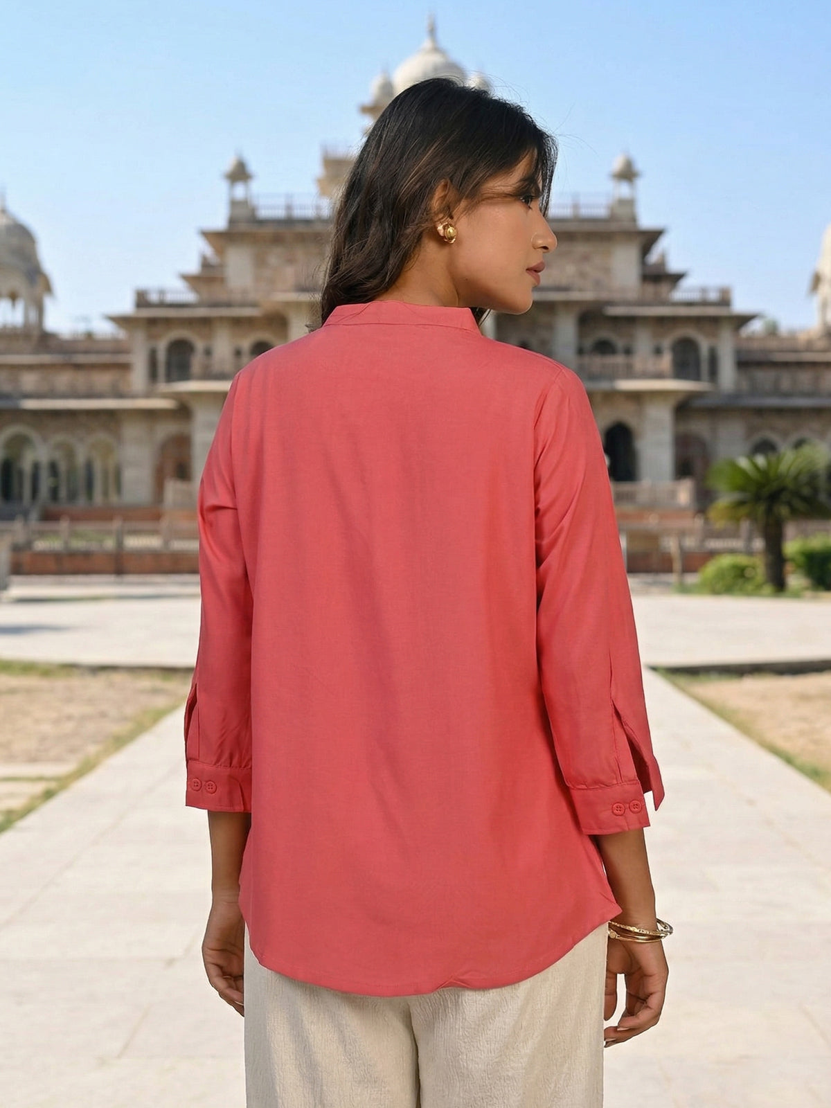 MauvePink Viscose Pleated Top