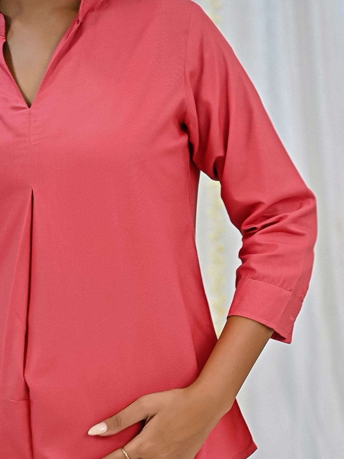 MauvePink Viscose Pleated Top