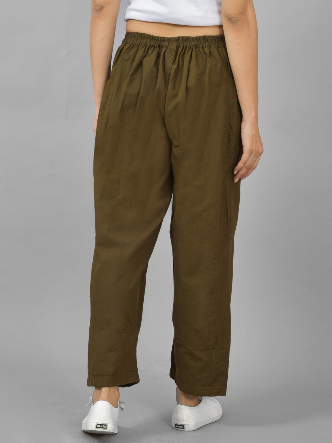 Mehndi Green Side Pocket Pure Cotton Straight Cargo Pant