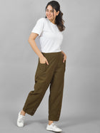 Mehndi Green Side Pocket Pure Cotton Straight Cargo Pant