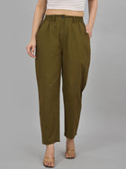 Mehendi Green Regular Fit Cotton Formal Trouser