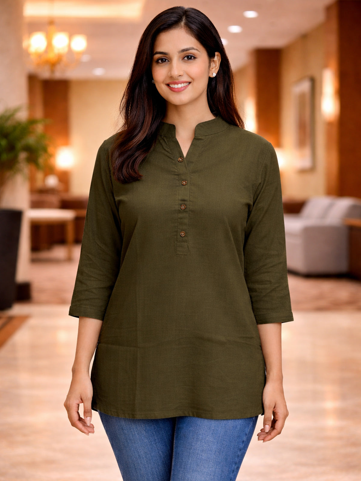 Mehendi Green Everyday Cotton Tops