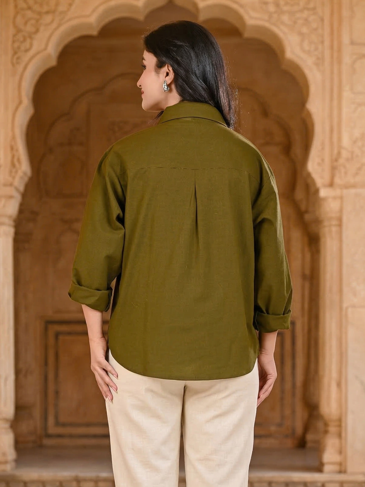 Mehndi Oversized Cotton Shirt