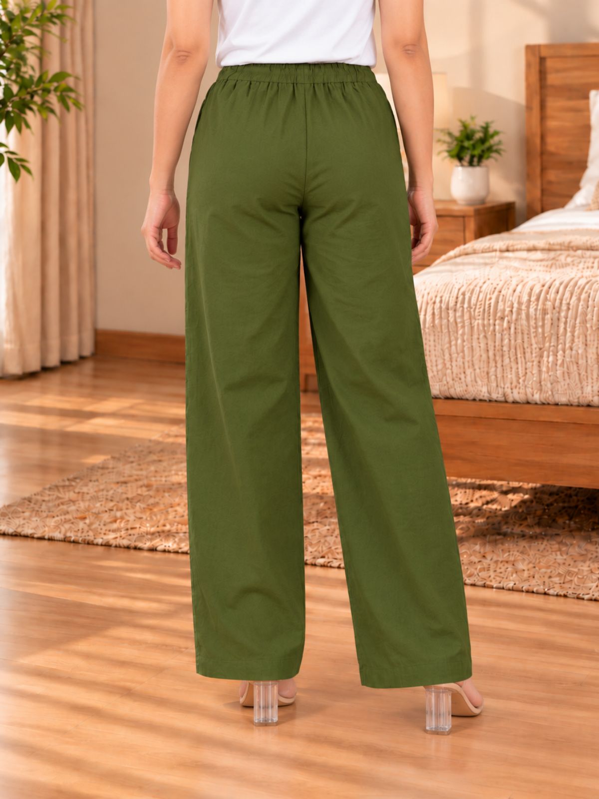 Mehndi Cotton Solid Payjama Pants
