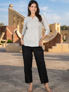 Melange Handloom Cotton Yoke Top