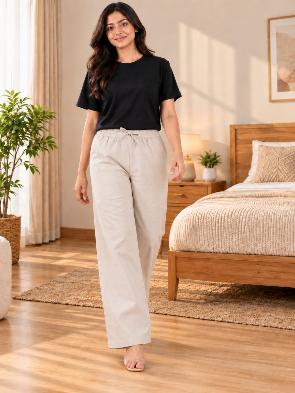 Melange Cotton Solid Payjama Pants