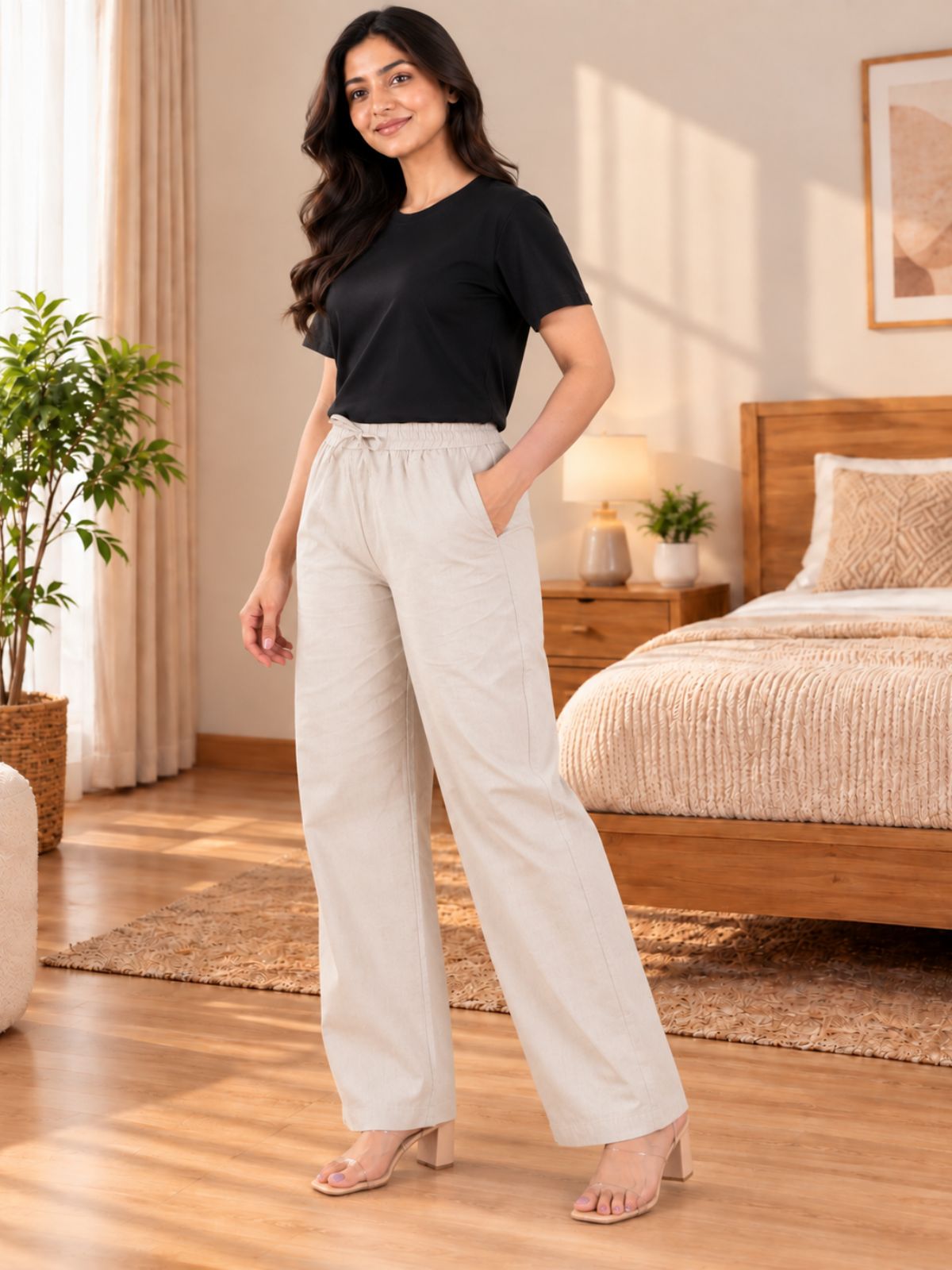 Melange Cotton Solid Payjama Pants