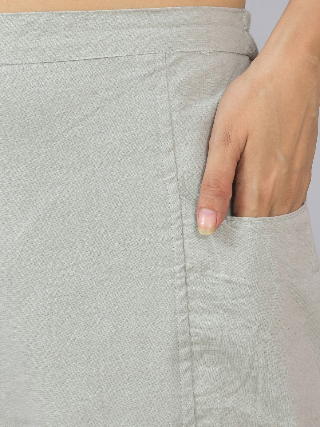Melange Grey Side Pocket Pure Cotton Straight Cargo Pant
