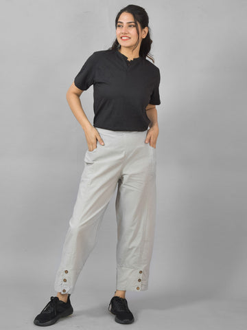 Melange Grey Side Pocket Pure Cotton Straight Cargo Pant