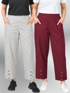 Melange & Wine Cotton Straight Cargo Pant Combo
