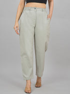 Melange Grey Regular Fit Cotton Formal Trouser