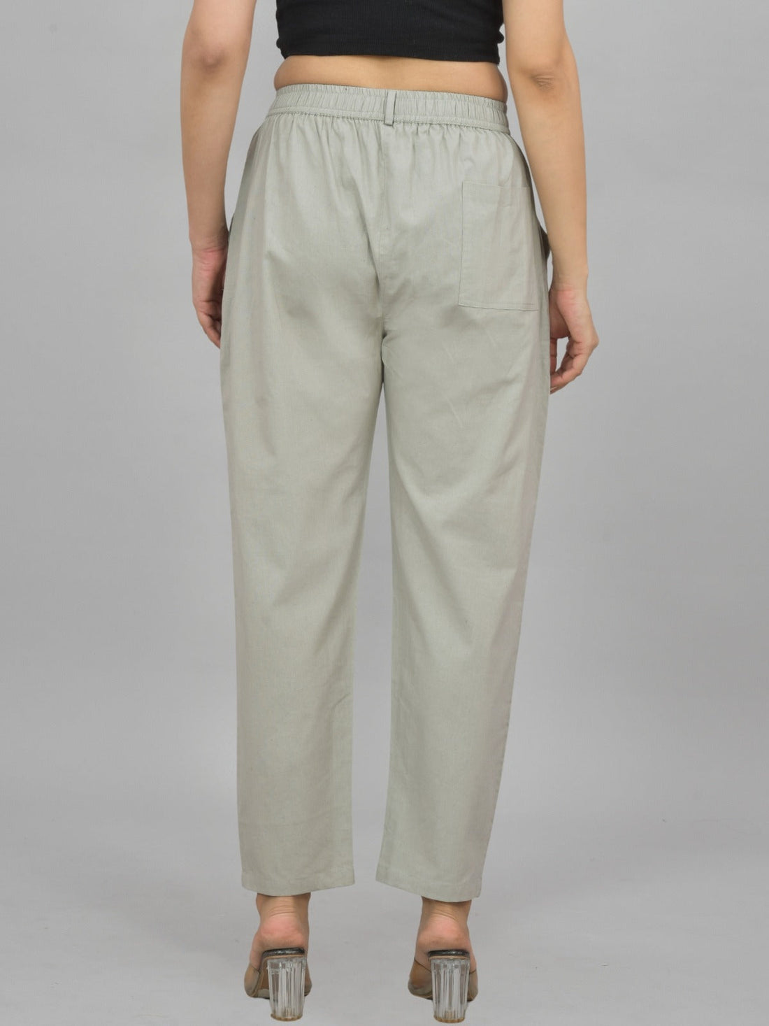 Melange Grey Regular Fit Cotton Formal Trouser