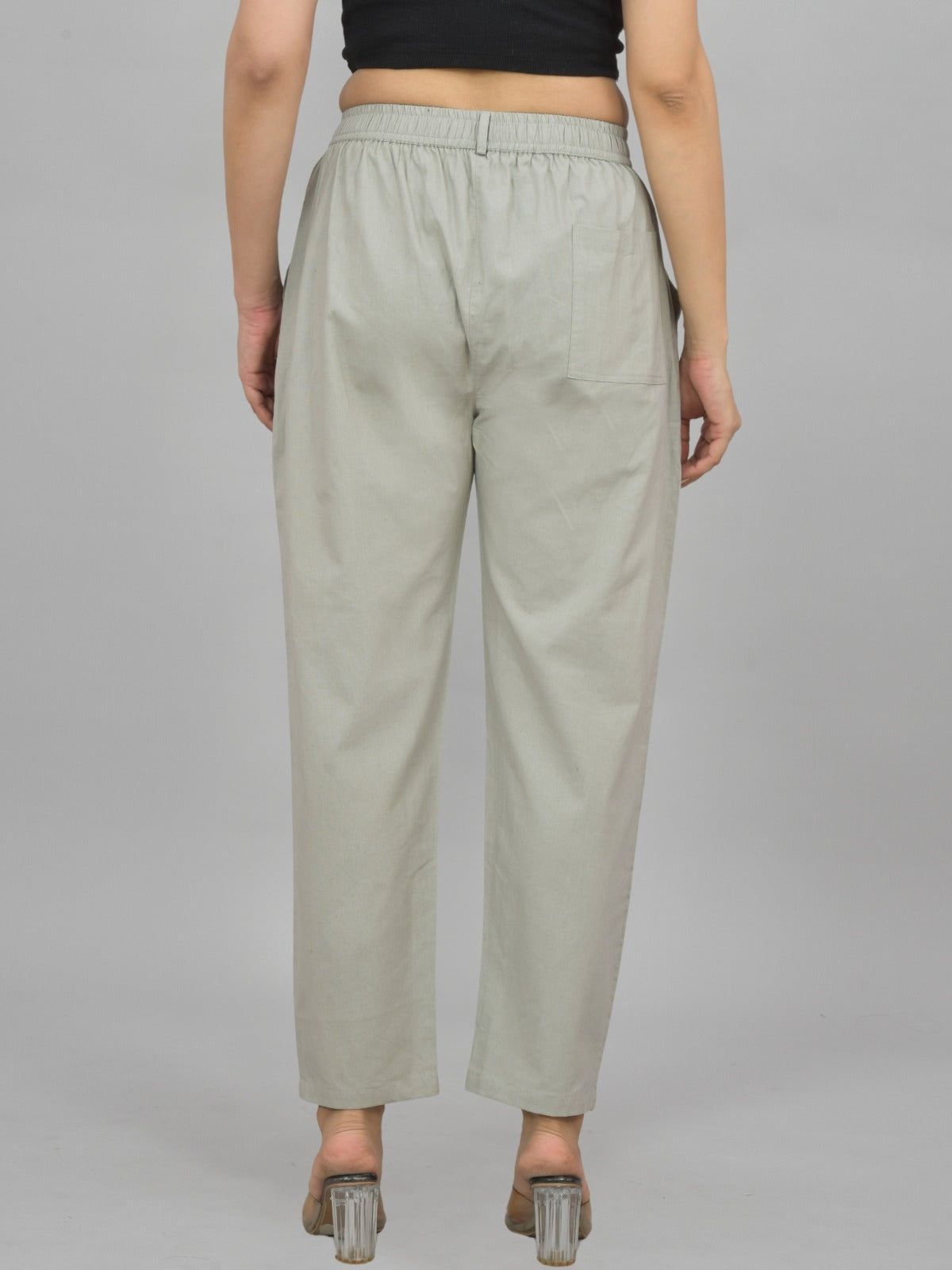 Melange Grey Regular Fit Cotton Formal Trouser