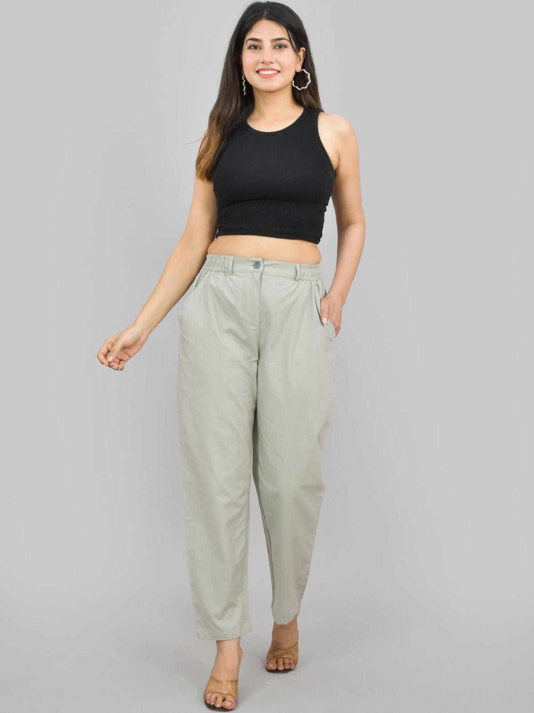Melange & Navyblue Regular Fit Cotton Formal Trouser Combo