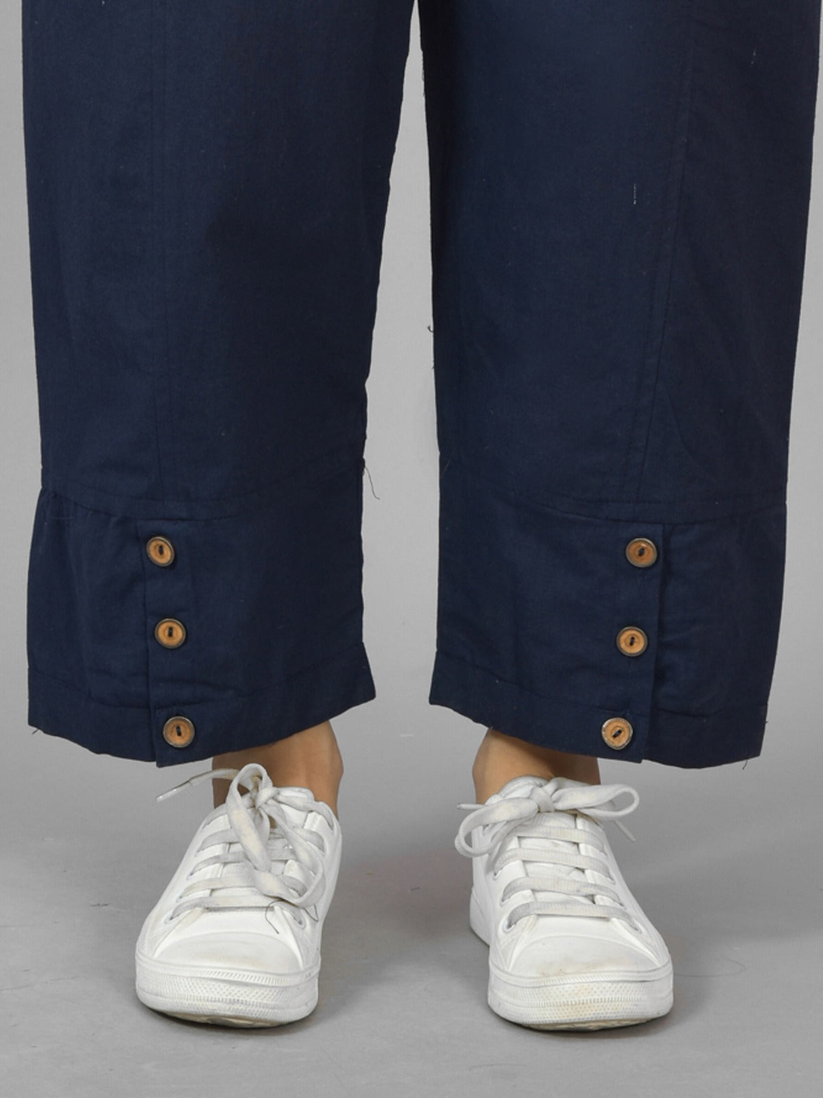 Navy Blue Side Pocket Pure Cotton Straight Cargo Pant