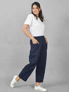Navy Blue Side Pocket Pure Cotton Straight Cargo Pant