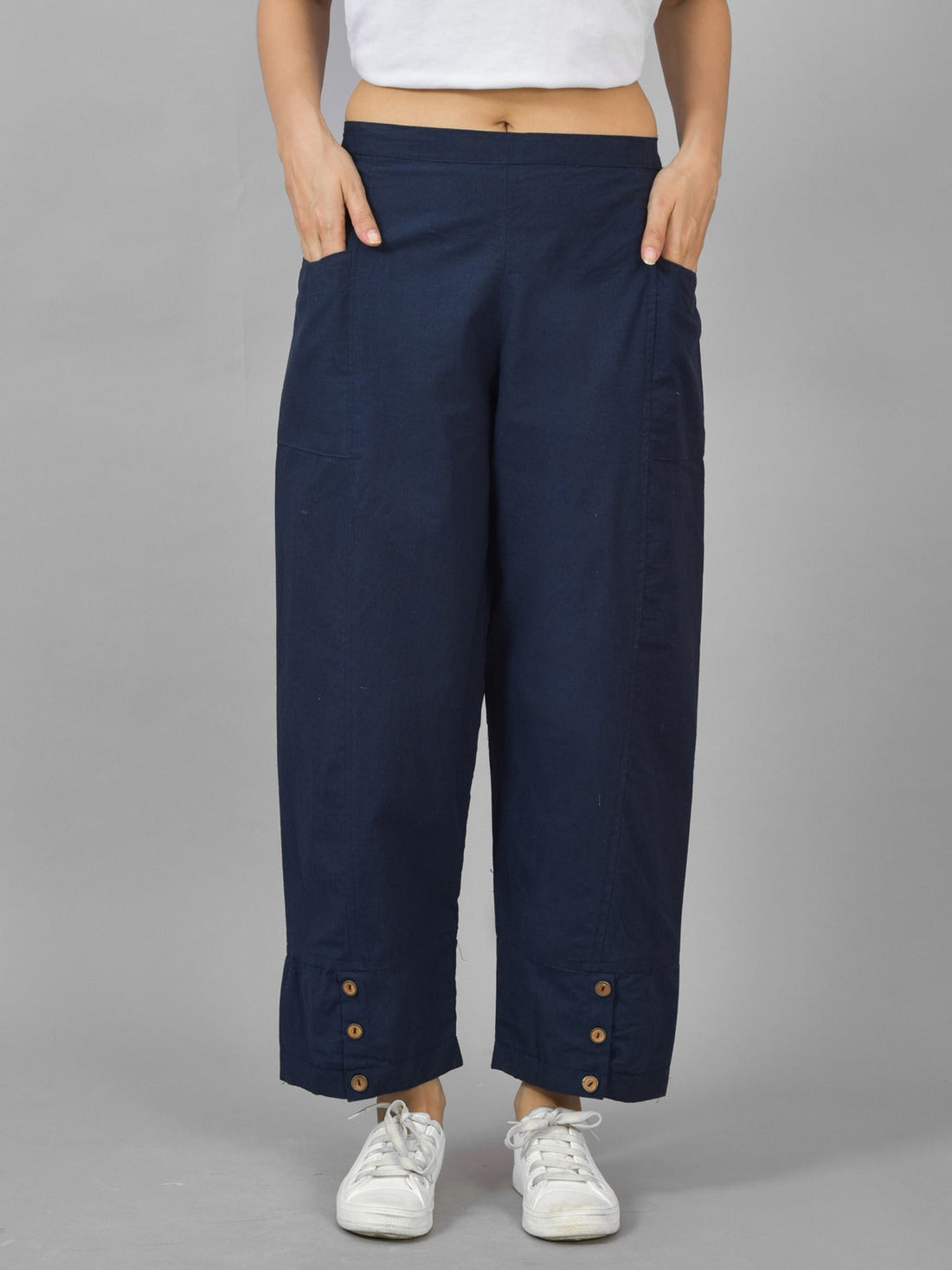 NavyBlue & TealBlue Cotton Straight Cargo Pant Combo
