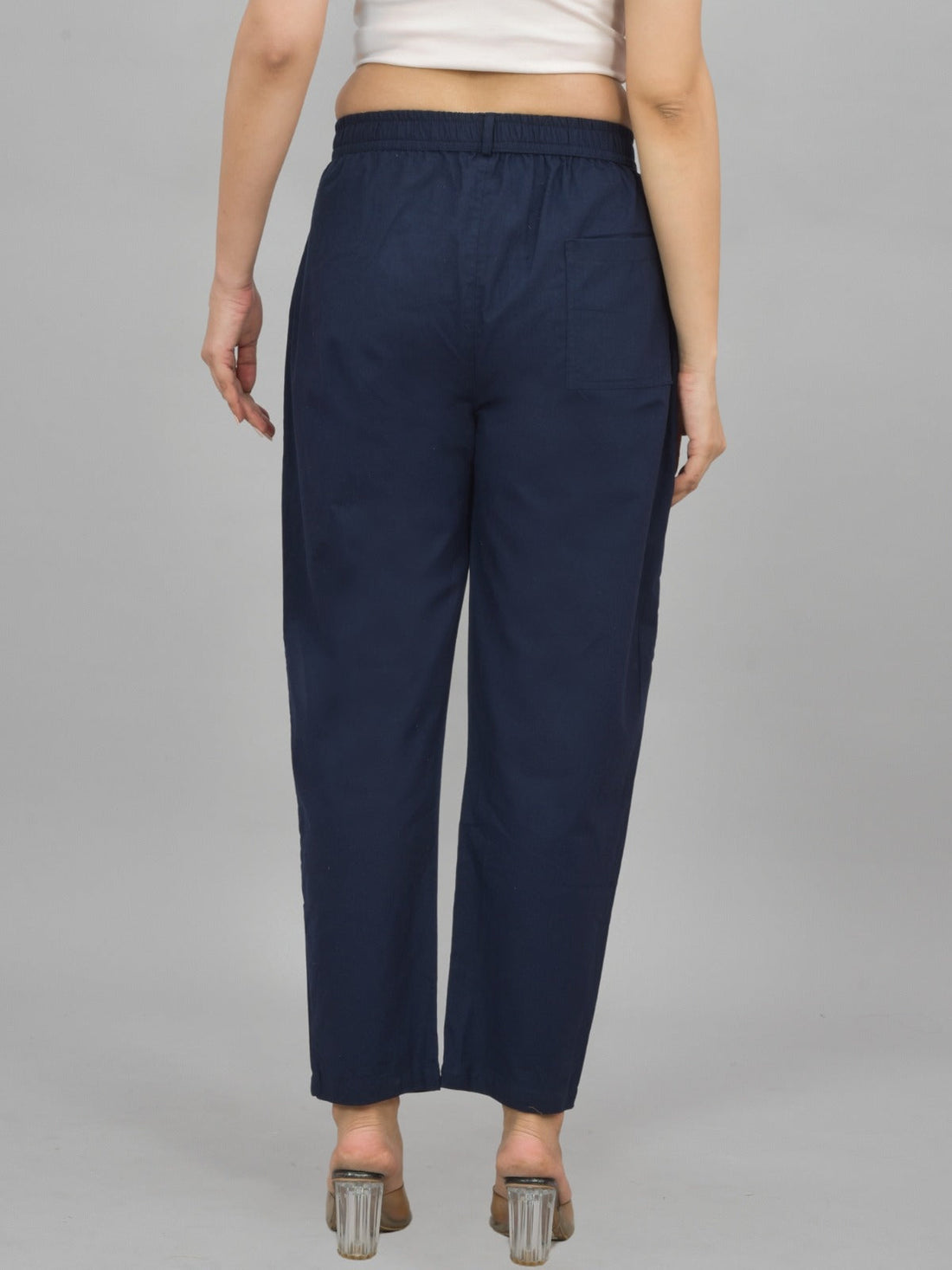 Navy Blue Regular Fit Cotton Formal Trouser